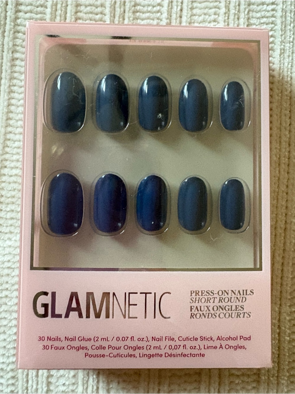 New Glamnetic Blue Press-On Nails – 30 Short Round  Nails